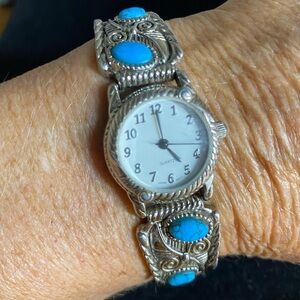 It’s 5:00 Somewhere!! Vintage Southwest Turquoise Style Watch Bracelet